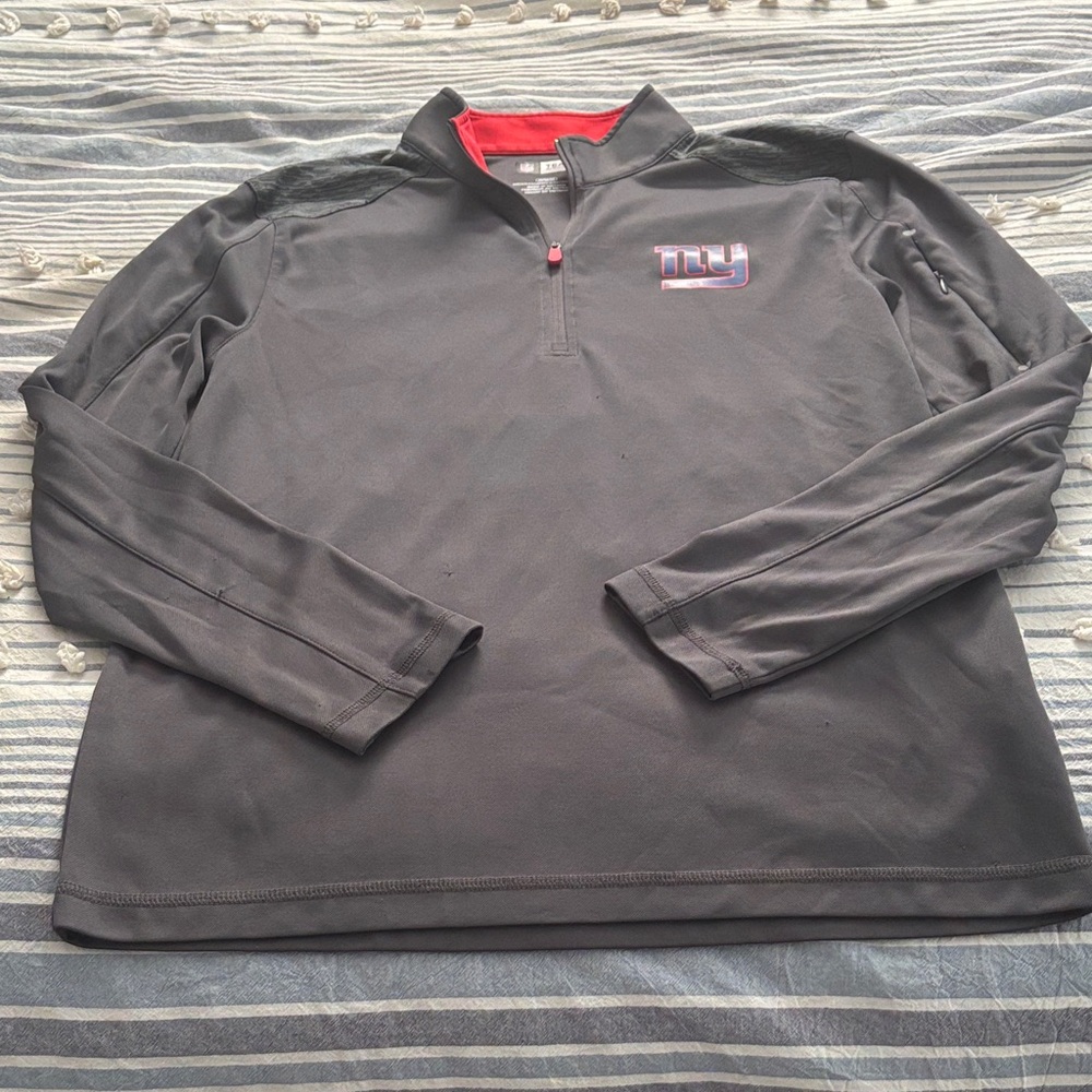 Gray Quarter-Zip Pullover with NY Giants Logo